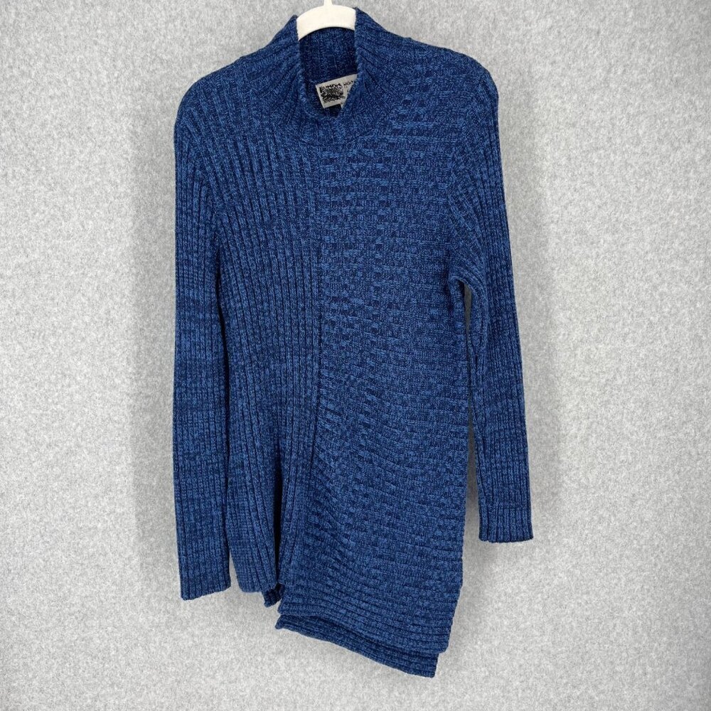 Habitat Womens Long Asymmetrical Rib Knit Sweater Size S Blue Artsy Boho